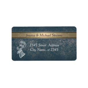 Elegant modern trendy gold blue holiday reindeer label