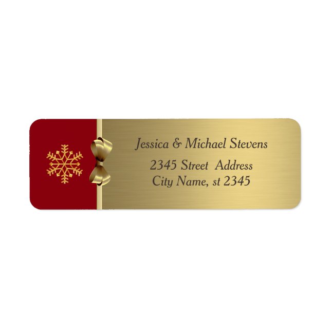 Elegant modern trendy gold/red holiday snowflake (Front)