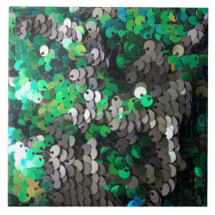 Elegant modern trendy green grey sequins  tile