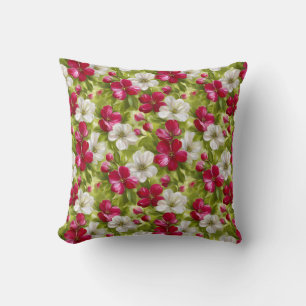 Elegant Modern Trendy Stylish Pink White Floral Cushion