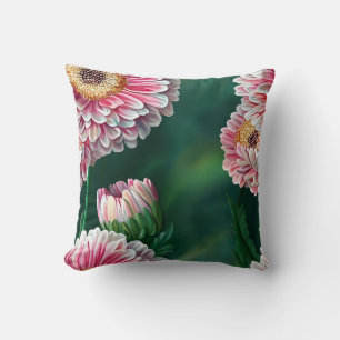 Elegant Modern Trendy Stylish Pink White Floral Cushion