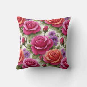 Elegant Modern Trendy Stylish Red Green Floral Cushion