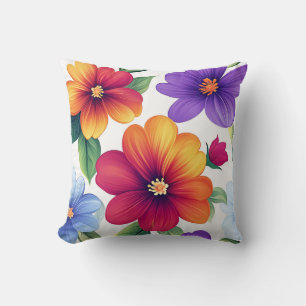 Elegant Modern Trendy Stylish Red Orange Floral  Cushion