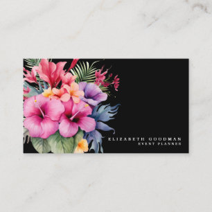 Elegant Modern Tropical Black Business Cards