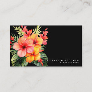 Elegant Modern Tropical Black Business Cards