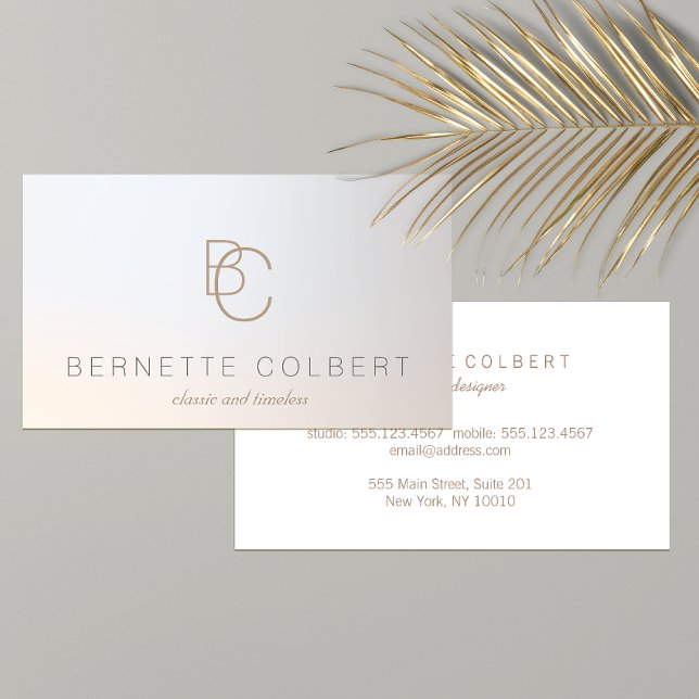 Elegant Modern Two Initial Monogram Professional 2 Business Card (Creator Uploaded)