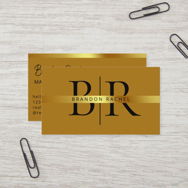 Elegant Modern Two Initial Monogram Professional  Business Card (Front/Back In Situ)