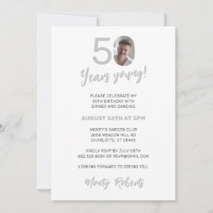Elegant Modern Typography 50th Birthday Photo Invitation