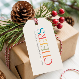 Elegant Modern Typography Cheers Family Christmas Gift Tags