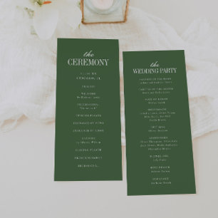 Elegant Modern Typography Dark Olive Green Wedding Programme