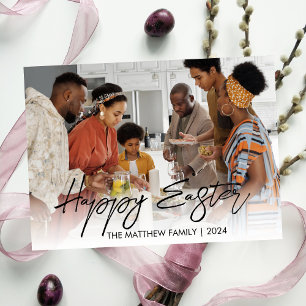 Elegant Modern Typography Easter Family Photo Holiday Card