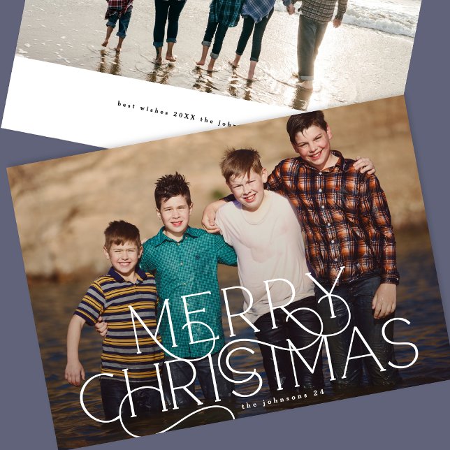 Elegant & Modern Typography MERRY CHRISTMAS photo Holiday Card (Creator Uploaded)