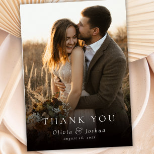 Elegant Modern Typography Photo Overlay Wedding Thank You Card