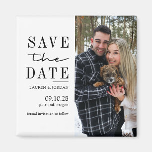 Elegant Modern Typography Photo Save the Date Magnet