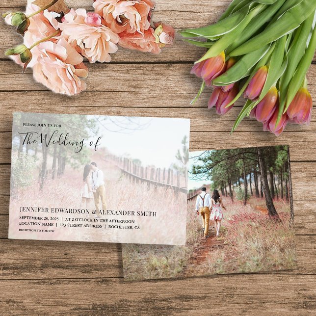 Elegant modern typography photo wedding Invitation (Elegant modern typography photo wedding Invitation. You can add your own photos and text.)