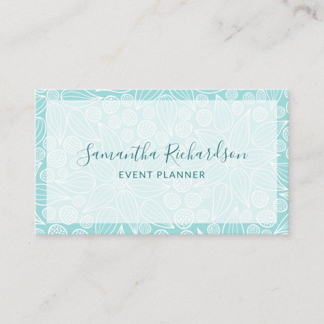Elegant Modern Typography Teal Green Business Card (Front)