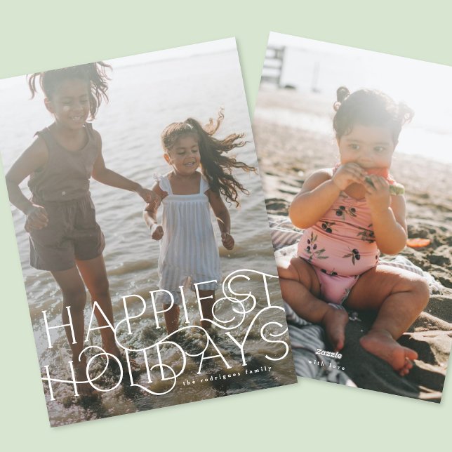 Elegant & Modern Typography Trendy Photo Happiest  Holiday Card (Creator Uploaded)