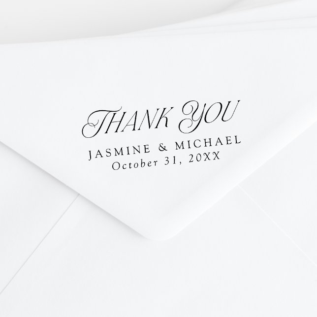 Elegant Modern Typography Wedding Thank You Rubber Stamp (Creator Uploaded)