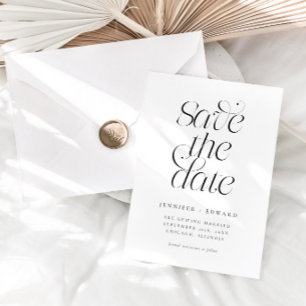 Elegant Modern Typography White Wedding Save The Date