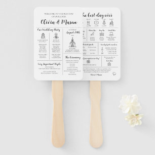Elegant Modern Unique Infographic Wedding Program Hand Fan