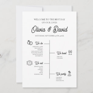 Elegant Modern Unique Wedding Timeline Program Invitation