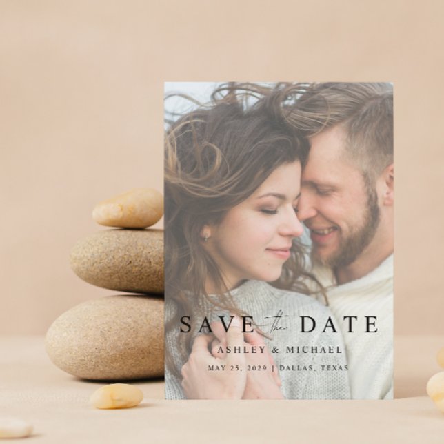 Elegant Modern Vellum Overlay 2 Photo Wedding Save The Date (Save Your Date in Style! Elegant & Personalizable Wedding Card. 💍💌 [Add Details])