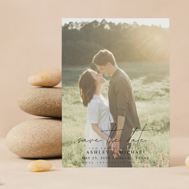 Elegant Modern Vellum Overlay 2 Photo Wedding Save The Date (Creator Uploaded)