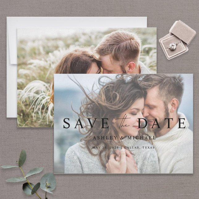 Elegant Modern Vellum Overlay 2 Photo Wedding Save The Date (Creator Uploaded)