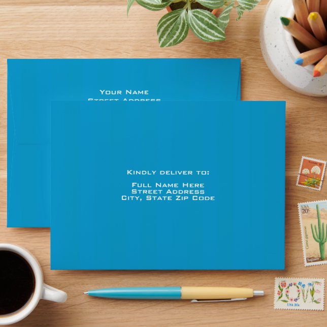 Elegant, Modern Vibrant Electric Blue Envelopes (Desk)