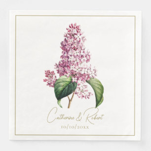 Elegant Modern Vintage Botanical Lilac Napkin