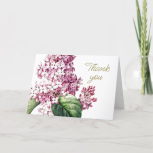 Elegant Modern Vintage Botanical Lilac Thank You Card