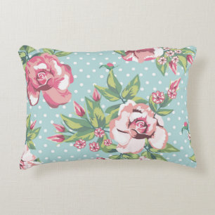 Elegant modern vintage feminine pattern floral dot decorative cushion