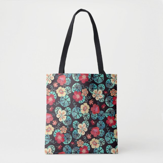 Elegant Modern Vintage Floral Pattern Tote Bag (Front)