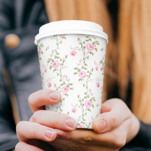 Elegant Modern Vintage Floral Rose  Paper Cups