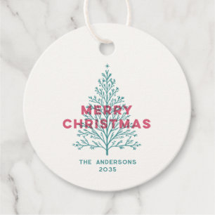 Elegant Modern Vintage Merry Christmas Tree Favour Tags