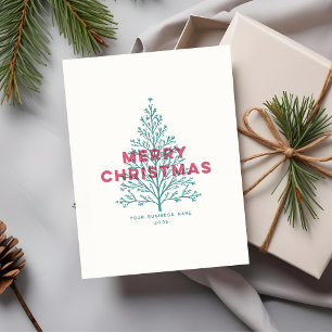 Elegant Modern Vintage Merry Christmas Tree Holiday Postcard