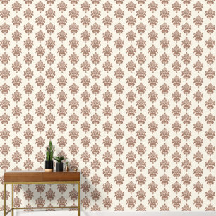 Elegant Modern Vintage Mocha Brown Ivory Damask Wallpaper