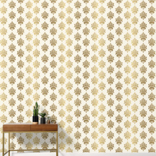 Elegant Modern Vintage Ombre Golden Cream Damask Wallpaper