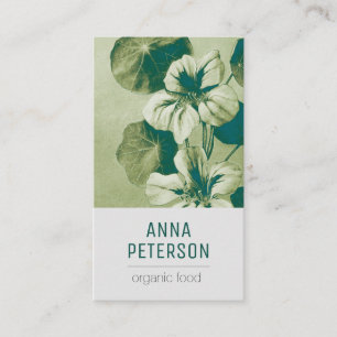 Elegant Modern Vintage Organic Green Flowers Business Card