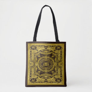 Elegant Modern Vintage Ornate Gold Brown Baroque Tote Bag