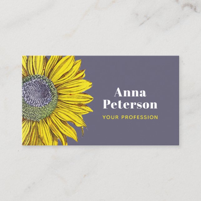 Elegant Modern Vintage Sunflower  Business Card (Front)