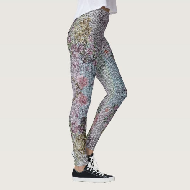 Elegant Modern Vintage Trendy Floral Leggings (Right)