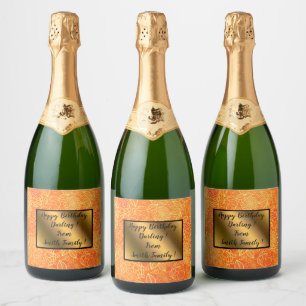 Elegant Modern Vintage Trendy Floral Sparkling Wine Label
