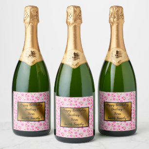 Elegant Modern Vintage Trendy Floral Sparkling Wine Label