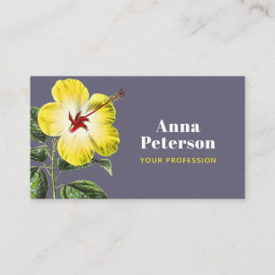 Elegant Modern Vintage Yellow Hawaiian Hibiscus Business Card