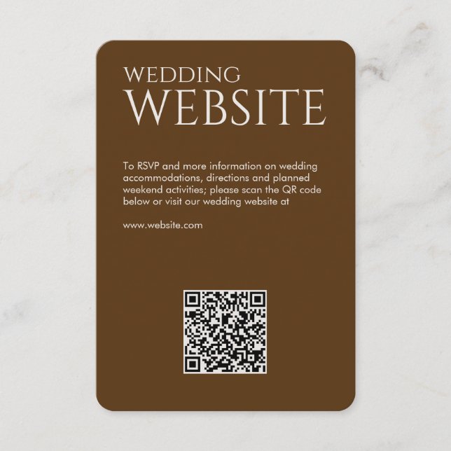 Elegant Modern Walnut Brown Wedding Enclosure Card (Front)
