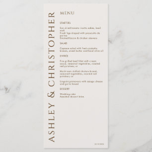 Elegant Modern Walnut Brown Wedding Menu