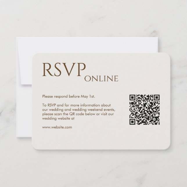 Elegant Modern Walnut Brown Wedding RSVP Card (Front)