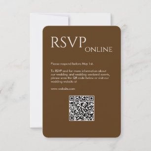 Elegant Modern Walnut Brown Wedding RSVP Card