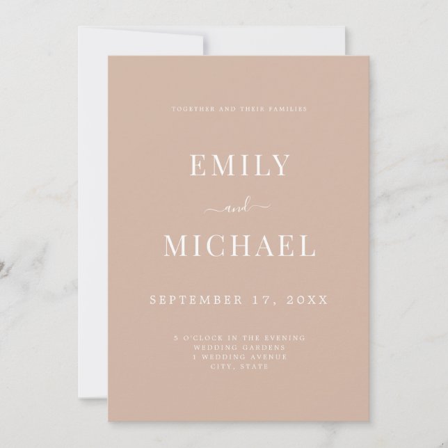 Elegant Modern Warm Beige Classy Wedding Invitation (Front)